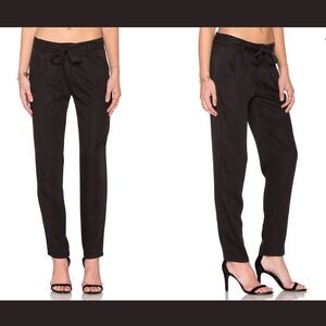 Michael Stars Women Size Large Straight Leg Pant Lyocell Pleated ‎ Black Trouser